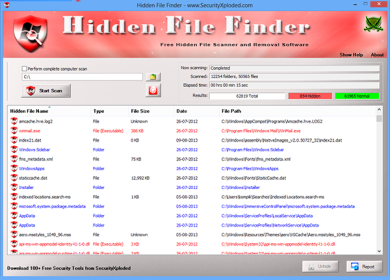 CHidden File Finder. Программа для поиска скрытых файлов и папок